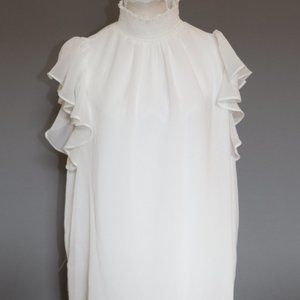 White Sleeveless Summer Shirt Size Small